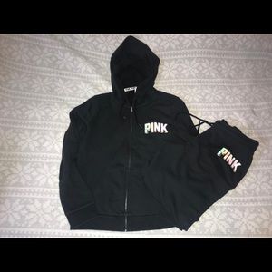 PINK HOODIE AND SWEATS SET SIZE LARGE